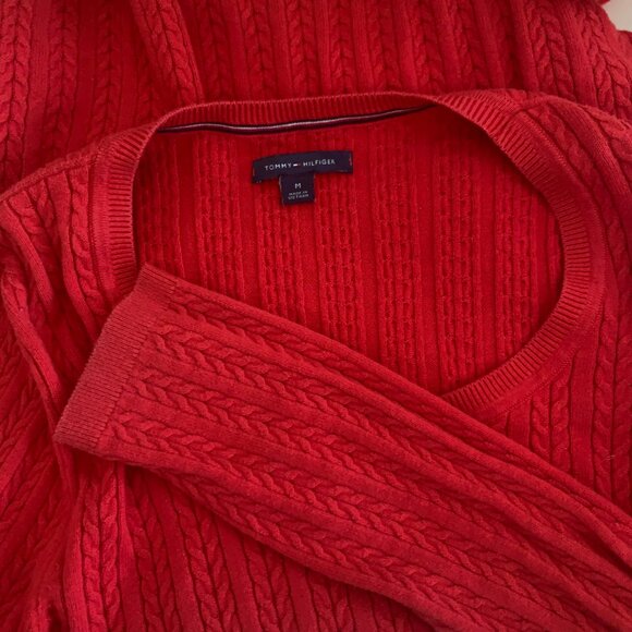 TOMMY HIFGER Baby Cable Long Sleeve U Neck Woman Sweater M - Picture 6 of 12